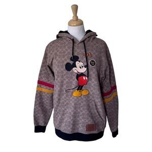 Disney X Coach Mickey Mouse Signature Hoodie In Organic Cotton Tan Signature